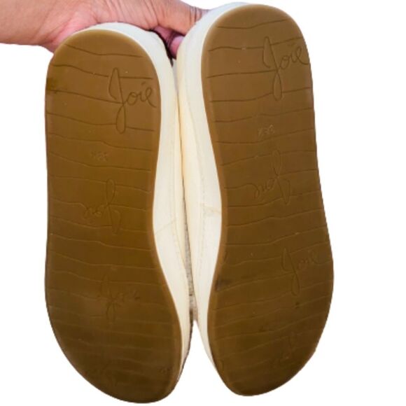 JOIE WOMEN’s CREAM LACE-UP PEBBLED LEATHER SNEAKERS w/ FLOWER APPLIQUE Size-8.5 - Picture 9 of 10